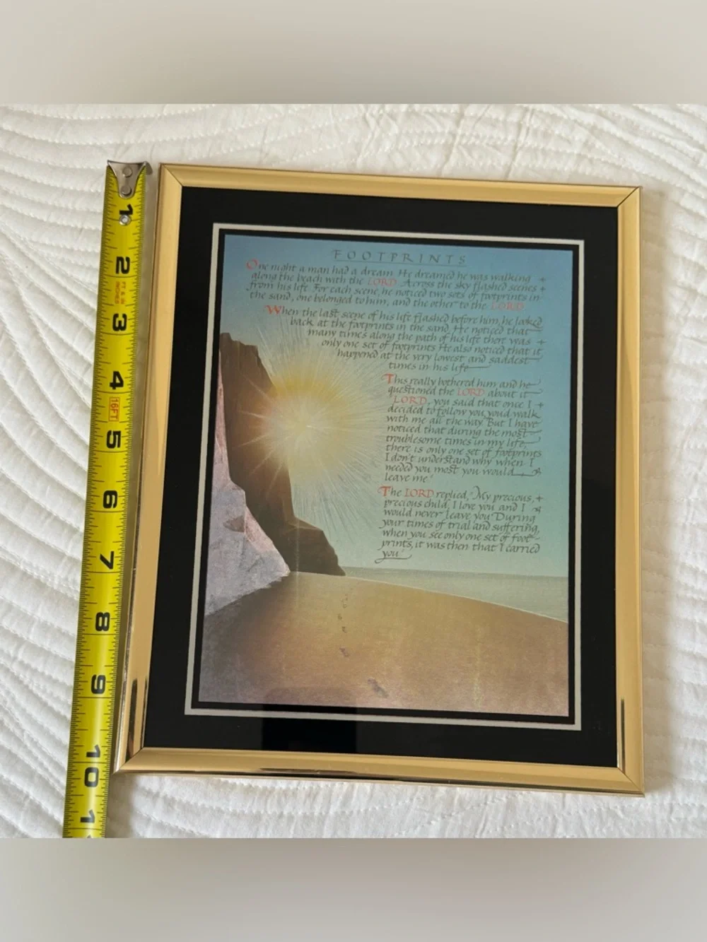 Footprints in the sand framed inspirational Christian‎ print ready to hang